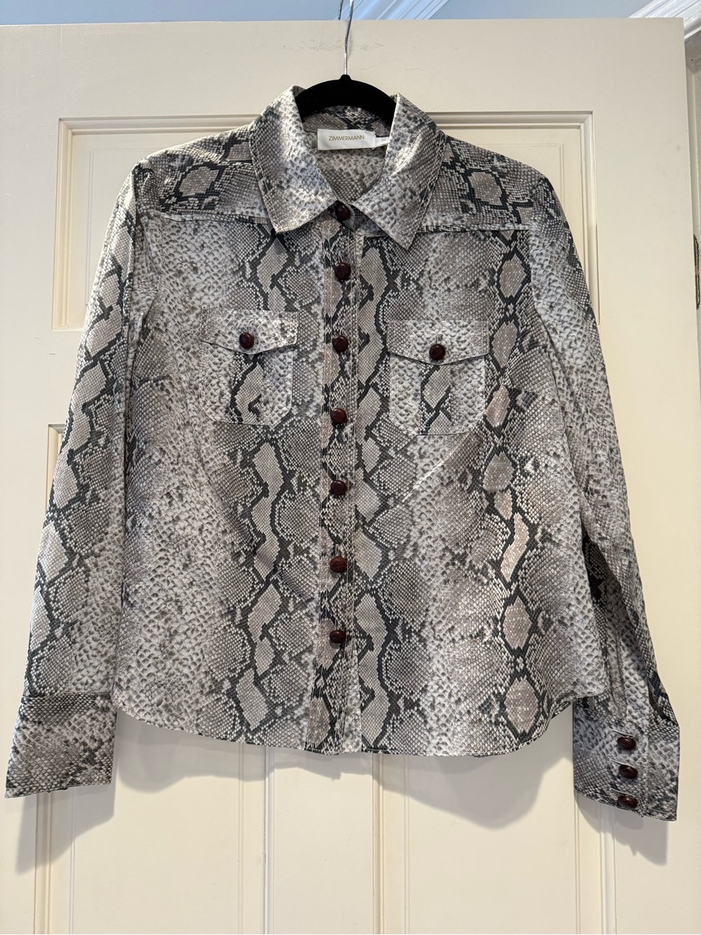Zimmermann Snake-Print Button Down Shirt — chic